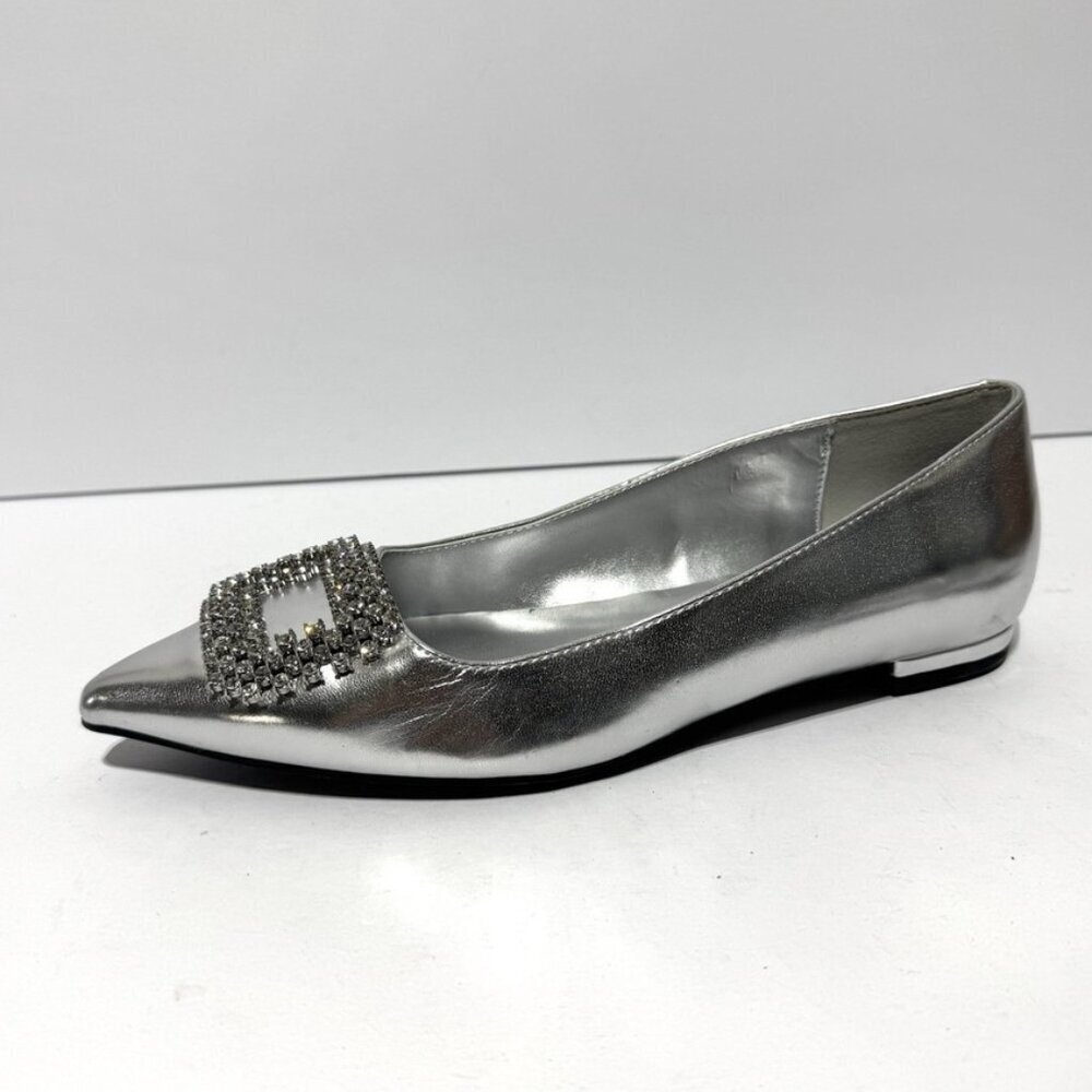 Nine West Womens Junia Flats Silver Size 6.5 M